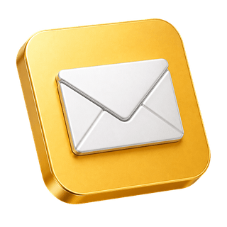 Ozdobna ikona koperty e-mail 3D umieszczona na stronie kontaktowej